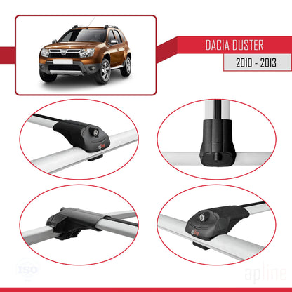 Compatible avec Dacia Duster (HS) Pre-Facelift 2010-2013 ACE-1 Barres de Toit Railing Porte-Bagages de Voiture Gris Aluminium 2 Barres