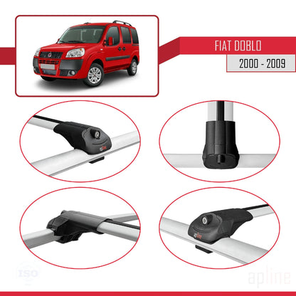 Compatibile con Fiat Doblo 2000-2009 ACE-1 Barre Portatutto Railing Portapacchi Auto Alluminio Grigio 4 Barre