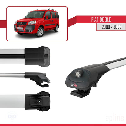 Compatibile con Fiat Doblo 2000-2009 ACE-1 Barre Portatutto Railing Portapacchi Auto Alluminio Grigio 2 Barre