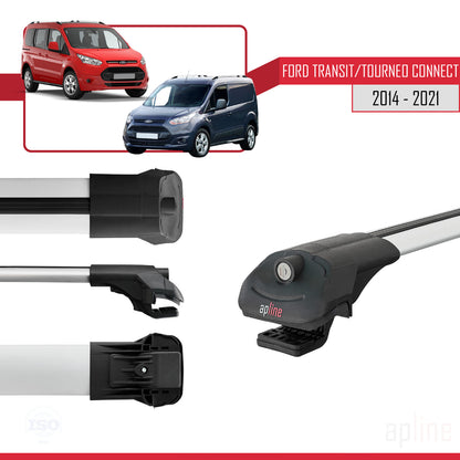 Compatible avec Ford Transit/Tourneo Connect 2 2014-2021 ACE-1 Barres de Toit Railing Porte-Bagages de Voiture Gris Aluminium 2 Barres