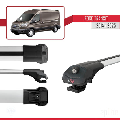 Compatible avec Ford Transit 2014-2025 ACE-1 Barres de Toit Railing Porte-Bagages de Voiture Gris Aluminium 3 Barres