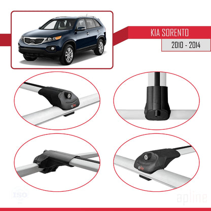 Compatible with Kia Sorento 2 (XM) 2010-2014 ACE-1 Car Roof Rack Cross Bar Grey Aluminium 3 Bars