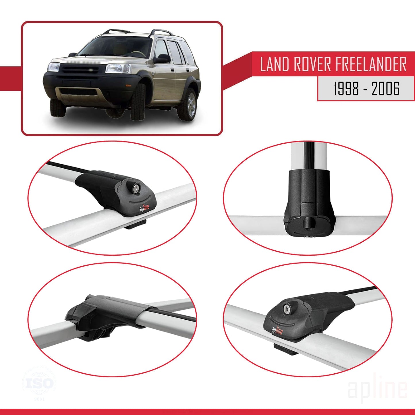 Compatible avec Land Rover Freelander (L314) 1998-2006 ACE-1 Barres de Toit Railing Porte-Bagages de Voiture Gris Aluminium 3 Barres