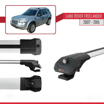 Compatible avec Land Rover Freelander 2 (L359) 2007-2015 ACE-1 Barres de Toit Railing Porte-Bagages de Voiture Gris Aluminium 2 Barres
