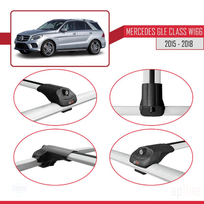 Compatible with Mercedes GLE Class 3 (W166) Post-Facelift 2015-2018 ACE-1 Car Roof Rack Cross Bar Grey Aluminium 2 Bars