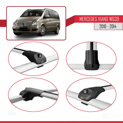 Compatible with Mercedes Viano 2 (W639) Post-Facelift 2010-2014 ACE-1 Car Roof Rack Cross Bar Grey Aluminium 2 Bars