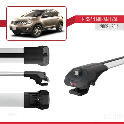 Compatible avec Nissan Murano 2 (Z51) 2008-2014 ACE-1 Barres de Toit Railing Porte-Bagages de Voiture Gris Aluminium 3 Barres