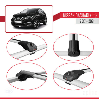 Compatible avec Nissan Qashqai 2 (J11) Post-Facelift 2017-2021 ACE-1 Barres de Toit Railing Porte-Bagages de Voiture Gris Aluminium 3 Barres