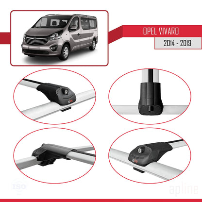 Compatible with Opel Vivaro B 2014-2019 ACE-1 Car Roof Rack Cross Bar Grey Aluminium 4 Bars