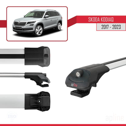 Compatible avec Skoda Kodiaq 2017-2023 ACE-1 Barres de Toit Railing Porte-Bagages de Voiture Gris Aluminium 2 Barres