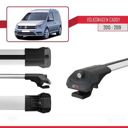 Compatible avec Volkswagen Caddy 3 (SA) 2015-2019 ACE-1 Barres de Toit Railing Porte-Bagages de Voiture Gris Aluminium 3 Barres
