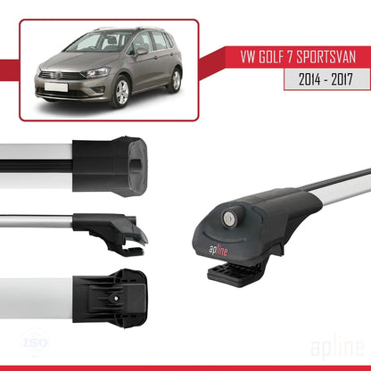 Compatible avec Volkswagen Golf Sportvan 2014-2017 ACE-1 Barres de Toit Railing Porte-Bagages de Voiture Gris Aluminium 2 Barres