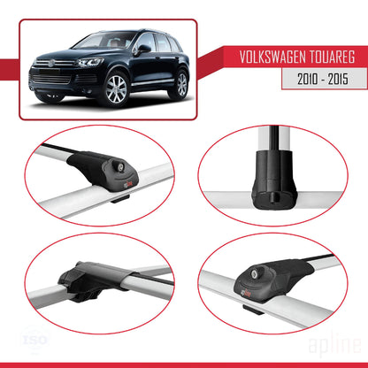 Compatible avec Volkswagen Touareg 2 (7P) Pre-Facelift 2010-2015 ACE-1 Barres de Toit Railing Porte-Bagages de Voiture Gris Aluminium 3 Barres