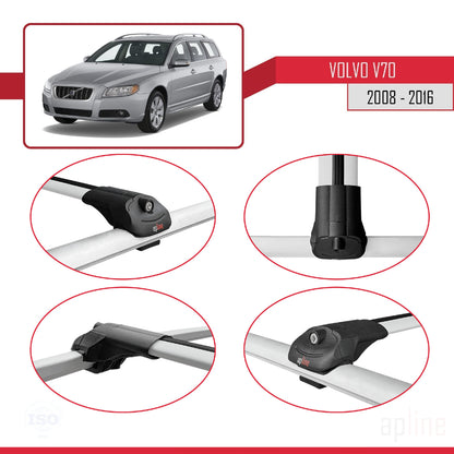 Compatible avec Volvo V70 III 2008-2016 ACE-1 Barres de Toit Railing Porte-Bagages de Voiture Gris Aluminium 3 Barres