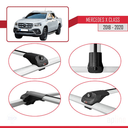 Compatible avec Mercedes Classe X (470) 2018-2020 ACE-1 Barres de Toit Railing Porte-Bagages de Voiture Gris Aluminium 2 Barres