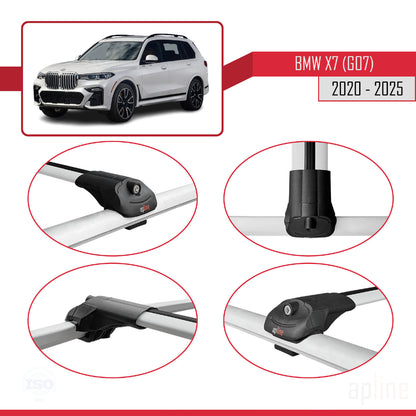 Compatible avec BMW X7 (G07) 2020-2025 ACE-1 Barres de Toit Railing Porte-Bagages de Voiture Gris Aluminium 3 Barres