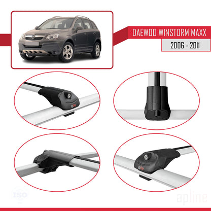 Compatibile con Daewoo Winstorm MaXX 2006-2011 ACE-1 Barre portatutto per auto Portapacchi in alluminio grigio 3 barre