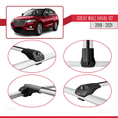 Compatible avec Great Wall Haval H2 2019-2021 ACE-1 Barres de Toit Railing Porte-Bagages de Voiture Gris Aluminium 3 Barres