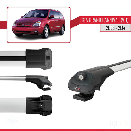 Compatible avec Kia Grand Carnival 2 (VQ) 2006-2014 ACE-1 Barres de Toit Railing Porte-Bagages de Voiture Gris Aluminium 3 Barres