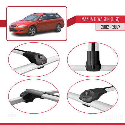 Compatible avec Mazda 6 I (GG1) 2002-2007 ACE-1 Barres de Toit Railing Porte-Bagages de Voiture Gris Aluminium 3 Barres