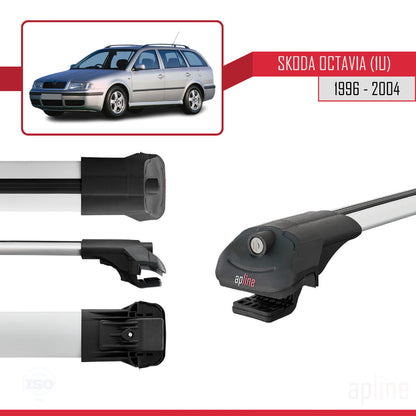 Compatible avec Skoda Octavia (1U) 1996-2004 ACE-1 Barres de Toit Railing Porte-Bagages de Voiture Gris Aluminium 2 Barres
