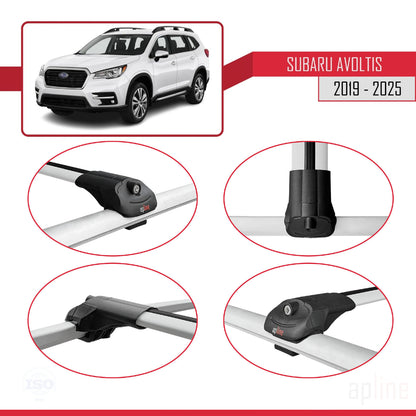 Compatible avec Subaru Evoltis 2019-2025 ACE-1 Barres de Toit Railing Porte-Bagages de Voiture Gris Aluminium 2 Barres