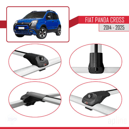 Compatible avec Fiat Panda Cross 2014-2025 ACE-1 Barres de Toit Railing Porte-Bagages de Voiture Gris Aluminium 3 Barres