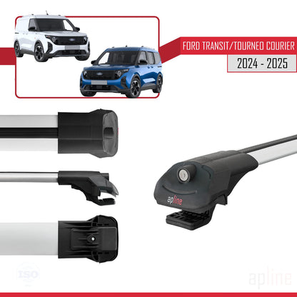 Compatible with Ford Transit / Tourneo Courier 2024-2025 ACE-1 Car Roof Rack Cross Bar Grey Aluminium 3 Bars