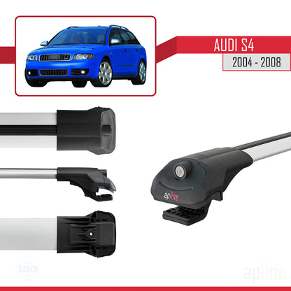 Compatibile con Audi S4 2004-2008 ACE-1 Barre portatutto per auto Portapacchi in alluminio grigio 3 barre