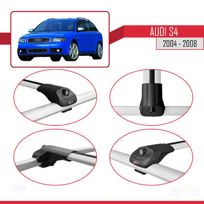 Compatibile con Audi S4 2004-2008 ACE-1 Barre portatutto per auto Portapacchi in alluminio grigio 3 barre
