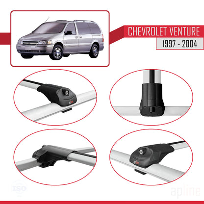 Compatibile con Chevrolet Venture 1997-2004 ACE-1 Barre portatutto per auto Portapacchi in alluminio grigio 4 barre