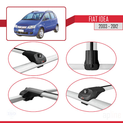 Compatible avec Fiat Idea 2003-2012 ACE-1 Barres de Toit Railing Porte-Bagages de Voiture Gris Aluminium 2 Barres