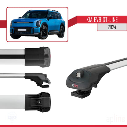 Compatible avec KIA EV9 GT-LINE 2024-2025 ACE-1 Barres de Toit Railing Porte-Bagages de Voiture Gris Aluminium 4 Barres
