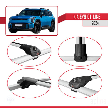 Compatible avec KIA EV9 GT-LINE 2024-2025 ACE-1 Barres de Toit Railing Porte-Bagages de Voiture Gris Aluminium 2 Barres