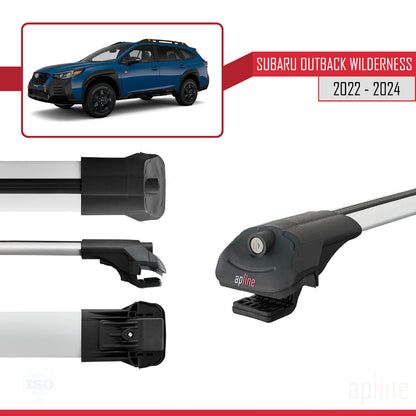 Compatible avec Subaru Outback Wilderness 2022-2024 ACE-1 Barres de Toit Railing Porte-Bagages de Voiture Gris Aluminium 2 Barres