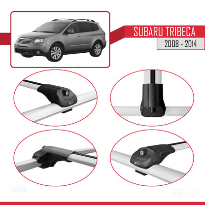 Compatible avec Subaru Tribeca 2008-2014 ACE-1 Barres de Toit Railing Porte-Bagages de Voiture Gris Aluminium 2 Barres