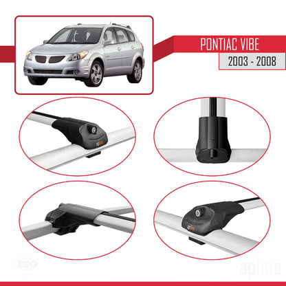 Compatible avec Pontiac Vibe 2003-2008 ACE-1 Barres de Toit Railing Porte-Bagages de Voiture Gris Aluminium 2 Barres