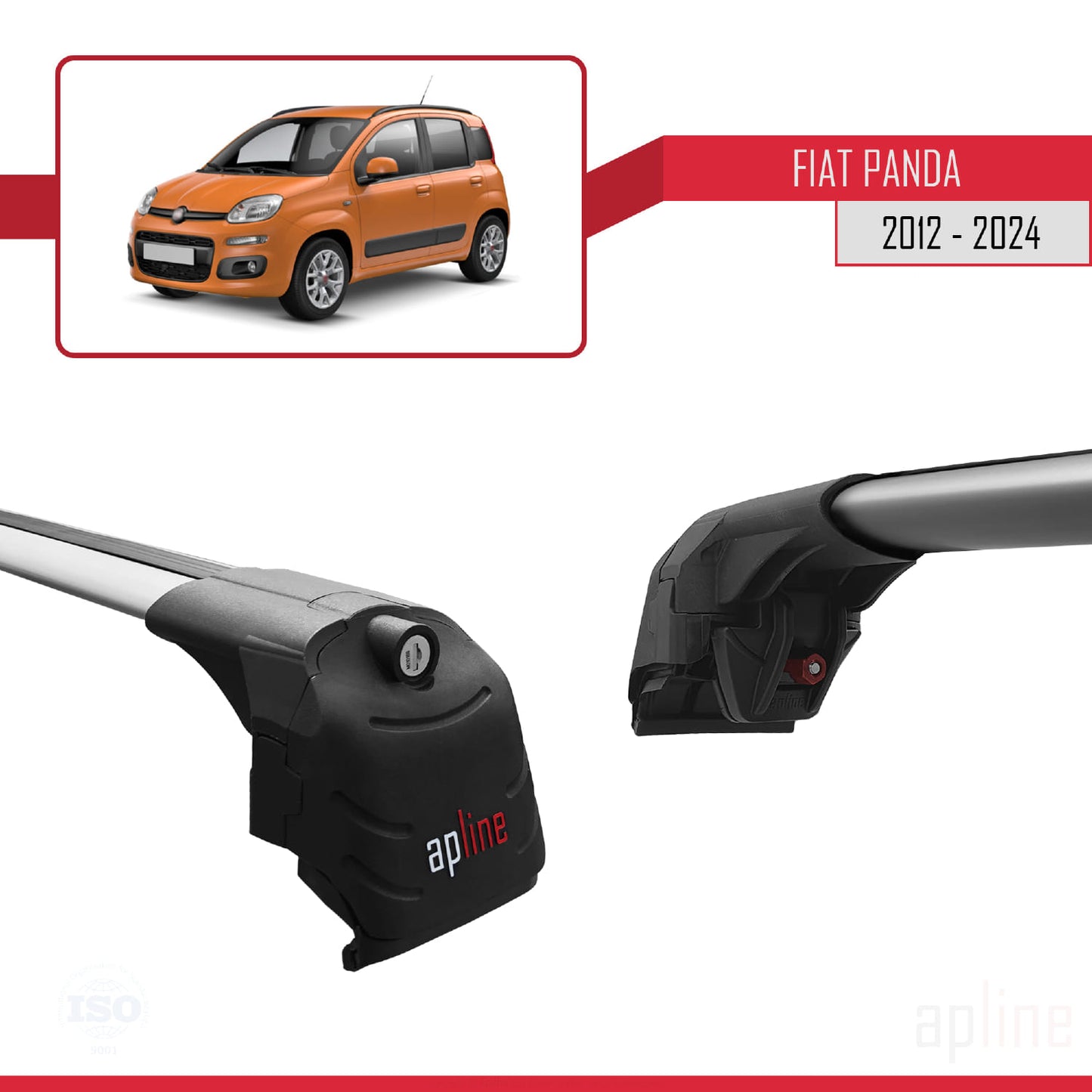Compatible avec Fiat Panda 3 (319) 2012-2024 ACE-2 Barres de Toit Railing Porte-Bagages de Voiture Gris Aluminium 2 Barres