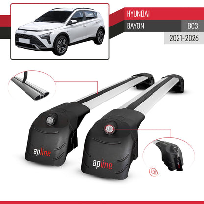 Compatible avec Hyundai Bayon (BC3) 2021-2026 ACE-2 modèle Barres de Toit Railing Porte-Bagages de Voiture Gris Aluminium Barres