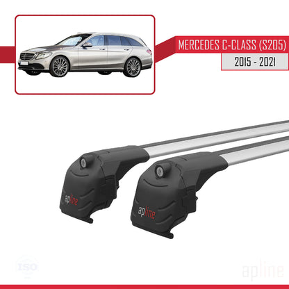 Compatible with Mercedes C Class 4 (S205) 2015-2021 ACE-2 Car Roof Rack Cross Bar Grey Aluminium 2 Bars