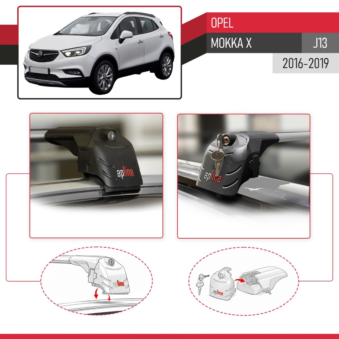 Compatible avec Opel Mokka X (J13) 2016-2019 ACE-2 modèle Barres de Toit Railing Porte-Bagages de Voiture Gris Aluminium Barres