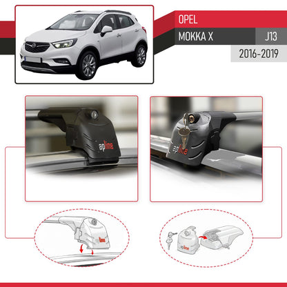 Compatible avec Opel Mokka X (J13) 2016-2019 ACE-2 modèle Barres de Toit Railing Porte-Bagages de Voiture Gris Aluminium Barres