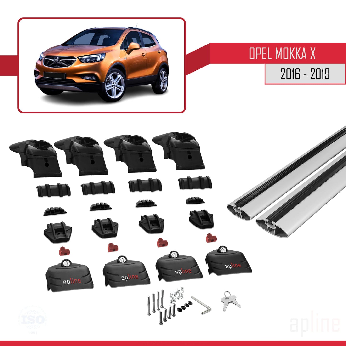 Compatible avec Opel Mokka X (J13) 2016-2019 ACE-2 Barres de Toit Railing Porte-Bagages de Voiture Gris Aluminium 2 Barres