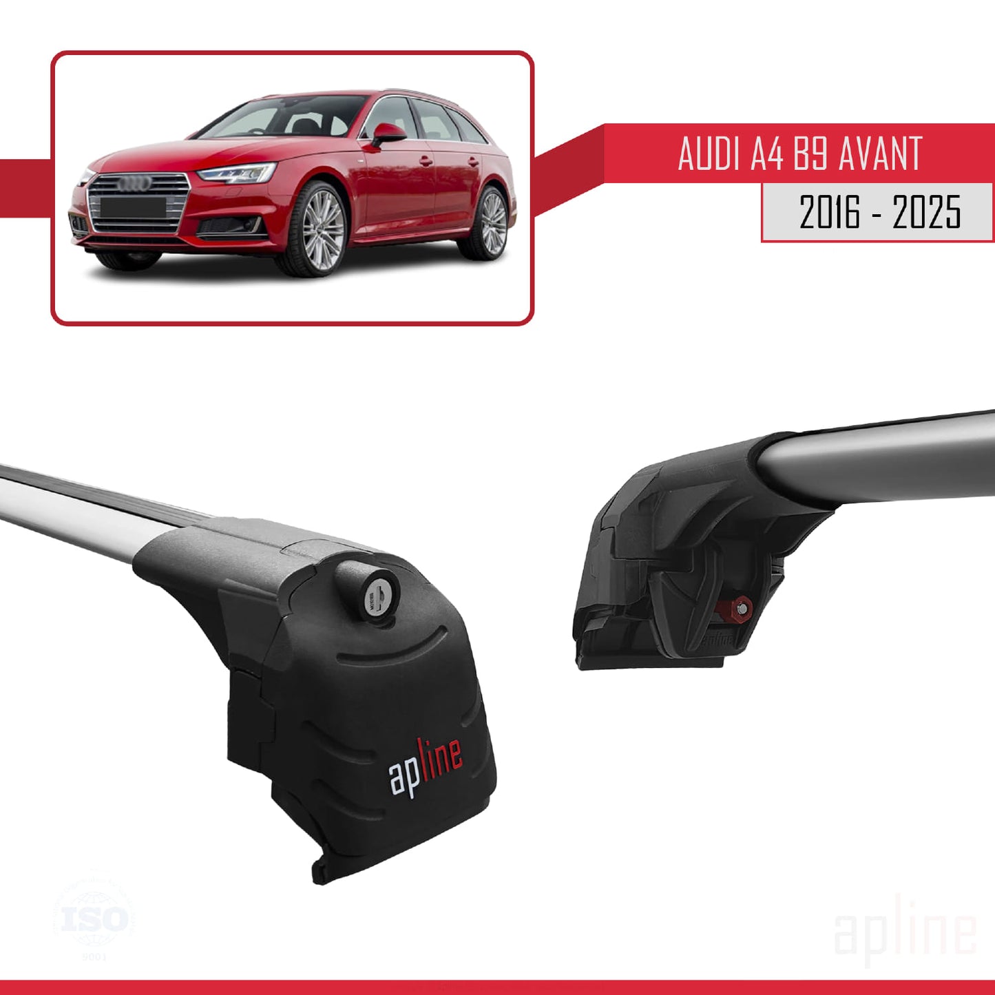 Compatible avec A4 (B9) Avant 2016-2025 ACE-2 Barres de Toit Railing Porte-Bagages de Voiture Gris Aluminium 2 Barres