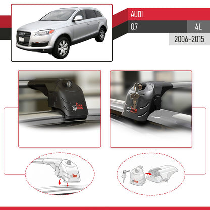 Compatible avec Audi Q7 (4L) 2006-2015 ACE-2 modèle Barres de Toit Railing Porte-Bagages de Voiture Gris Aluminium Barres