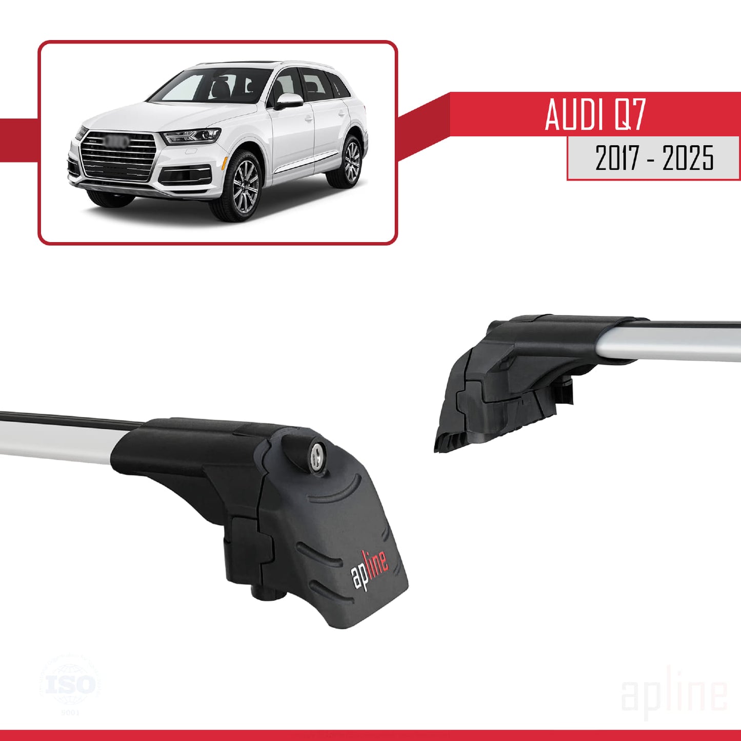 Compatible avec Q7 (4M) 2016-2025 ACE-2 Barres de Toit Railing Porte-Bagages de Voiture Gris Aluminium 2 Barres