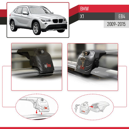 Compatible avec BMW X1 (E84) 2009-2015 ACE-2 modèle Barres de Toit Railing Porte-Bagages de Voiture Gris Aluminium Barres