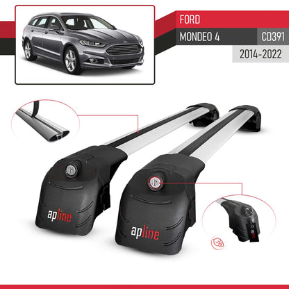 Compatible avec Ford Mondeo 4 (CD391) 2014-2022 ACE-2 modèle Barres de Toit Railing Porte-Bagages de Voiture Gris Aluminium Barres