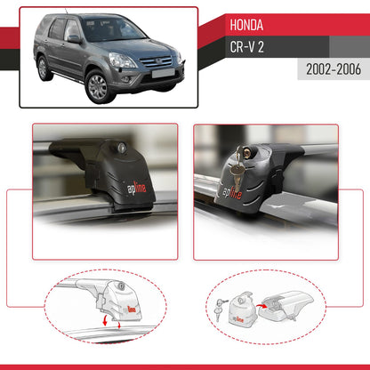 Compatible avec Honda CR-V 2 2002-2006 ACE-2 modèle Barres de Toit Railing Porte-Bagages de Voiture Gris Aluminium Barres