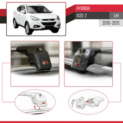 Compatible avec Hyundai ix35 2 (LM) 2010-2015 ACE-2 modèle Barres de Toit Railing Porte-Bagages de Voiture Gris Aluminium Barres